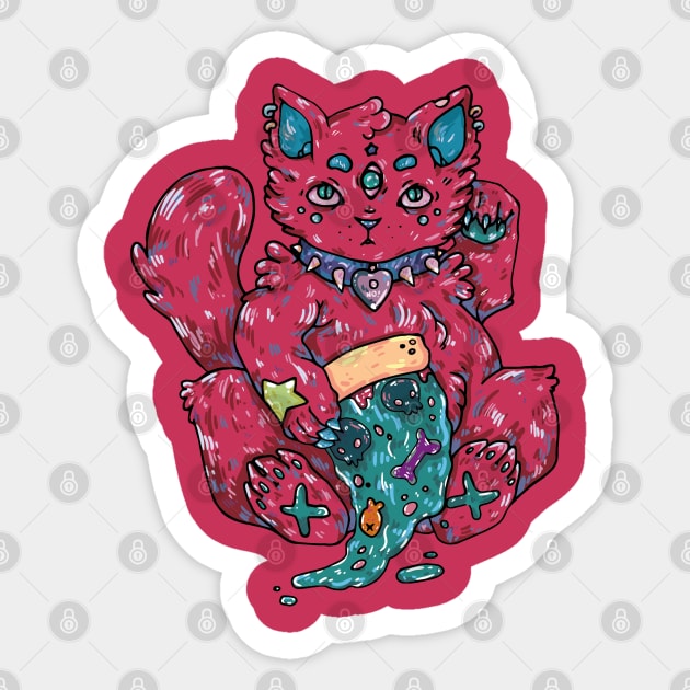 Junky Lucky Cat Sticker by The Craft Coven